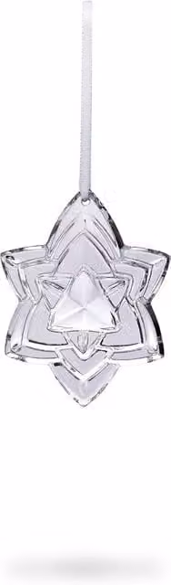 Baccarat Noel Plaquette 2018 Crystal Star Annual Christmas Ornament in Metallic Silver and Clear