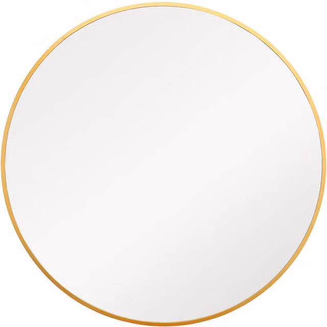 MirrorOutlet Fenestra Gold Circular Modern Hanging Mirror, Gold, Diameter: 120 cm