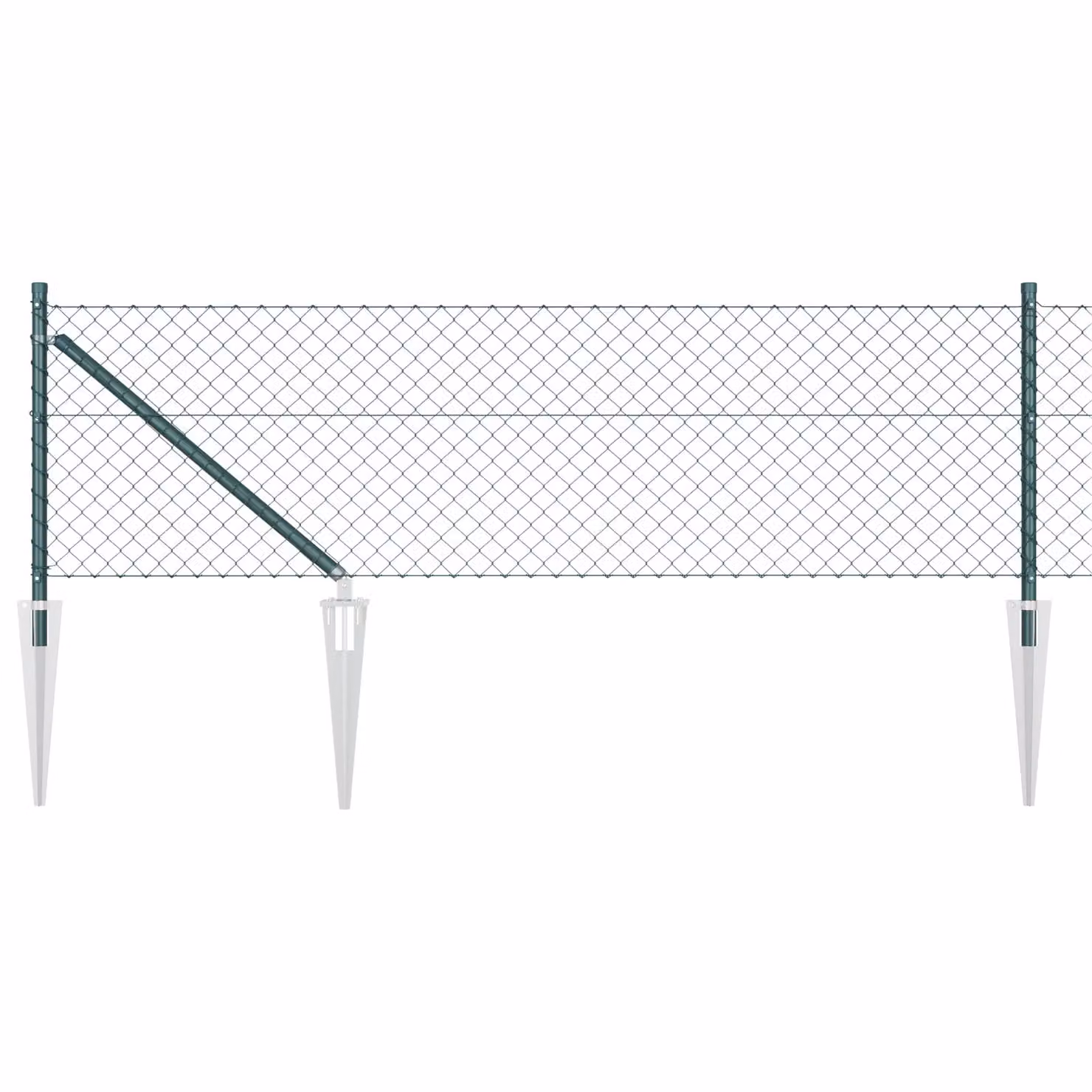 Berkfield Home Green Galvanised Steel Chain Link Fence with 13 Spike Posts, W: 40 cm, L: 25 m – 1