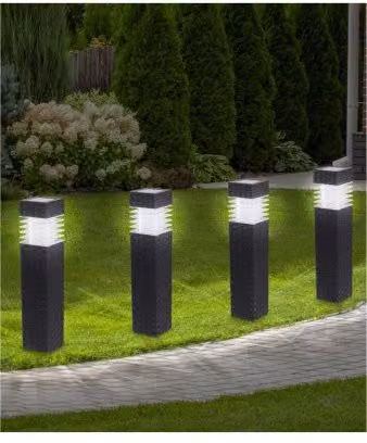 Groundlevel Set of 4 Brown Rattan Solar LED Path Lights with Dusk Sensor for Garden and Terrace – 1