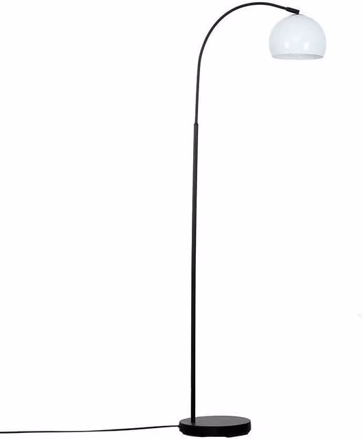 ValueLights Curva Modern Black Metal Floor Lamp with Dome Shade