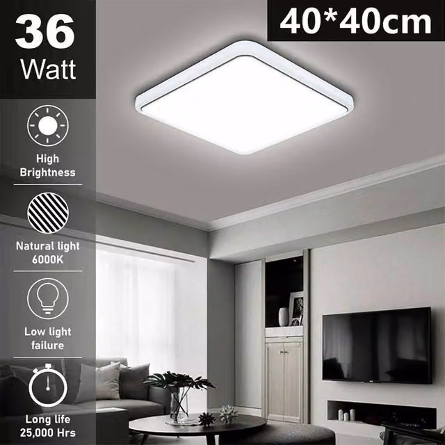 FLAVORA Modern LED Square Ceiling Panel Light in White – 1