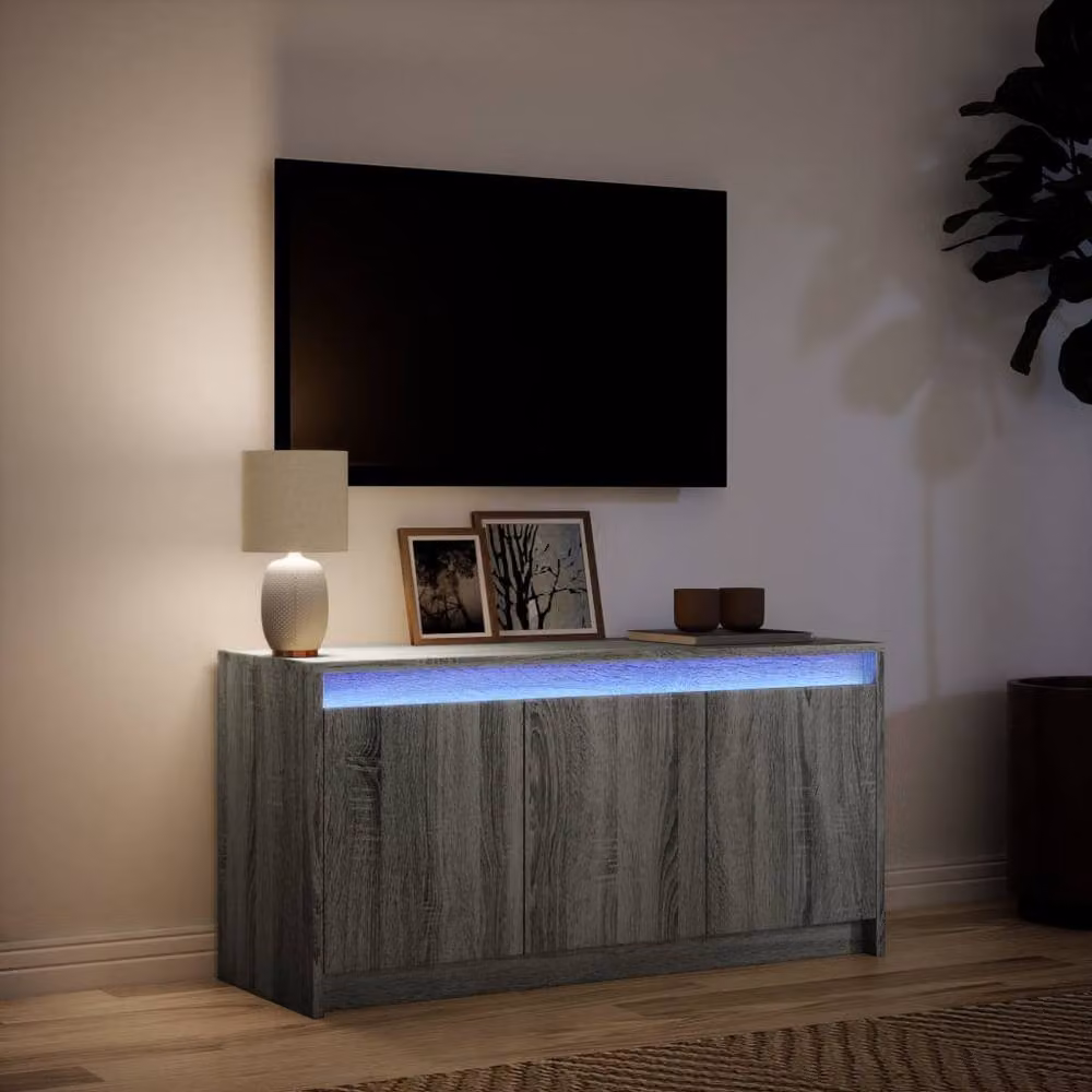 Berkfield Home Modern TV Cabinet with LED in Grey Sonoma, W/D/H: 100 x 34 x 50 cm – 3