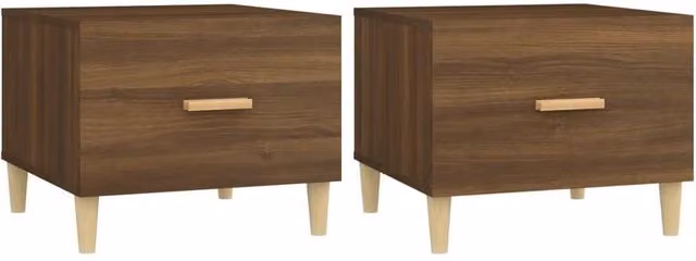 Berkfield Home Set of 2 Square Coffee Tables in Brown Oak, W/D/H: 50 x 50 x 40 cm – 1