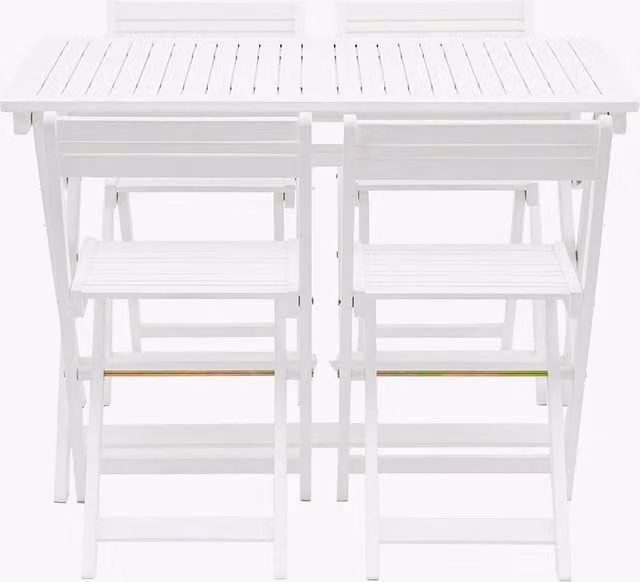 Perch & Parrow Modern White Rectangular Folding Wood Outdoor Dining Set