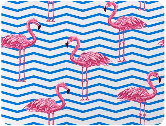 Benjamin Tate Design Flamingo and Blue Geometric Lines Fleece Blanket in Sand and Blue, W/D/H: 120 x 150 cm – 2