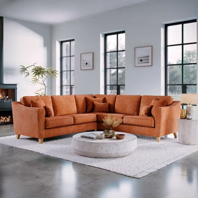The Great Sofa Company Jackson Large Chenille Corner Sofa in Terracotta