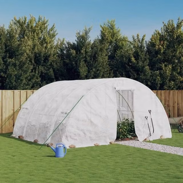 Berkfield Home Freestanding Steel Frame Greenhouse in White, W: 5 m, D: 4 m, H: 2.3 m – 1