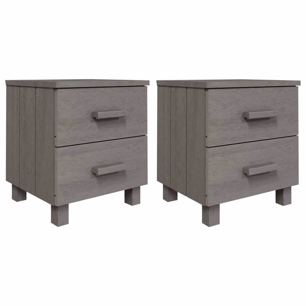 Berkfield Home HAMAR Decorative Bedside Cabinets, 2 Pack, Light Grey, W: 40 cm, D: 35 cm, H: 44.5 cm – 2