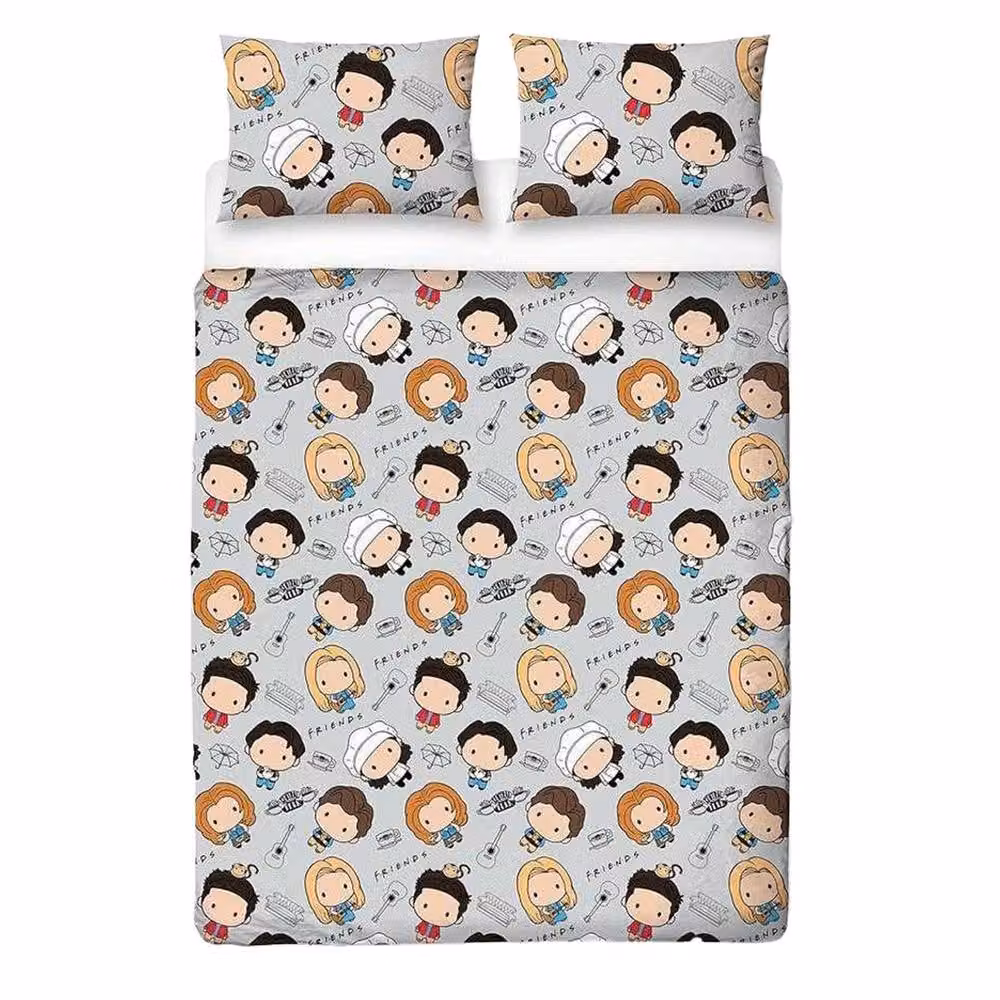 Friends Chibi Reversible Duvet Set and Pillowcase, Multicolour, W: 140 cm, L: 200 cm – 2