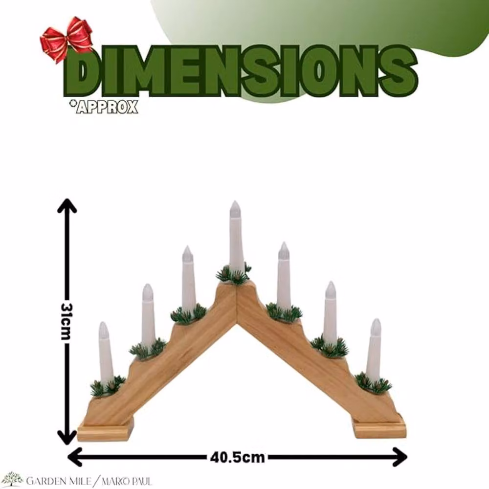 Marco Paul Classic Christmas Candle Bridge in Brown Wood with Taper Flicker Effect – 2