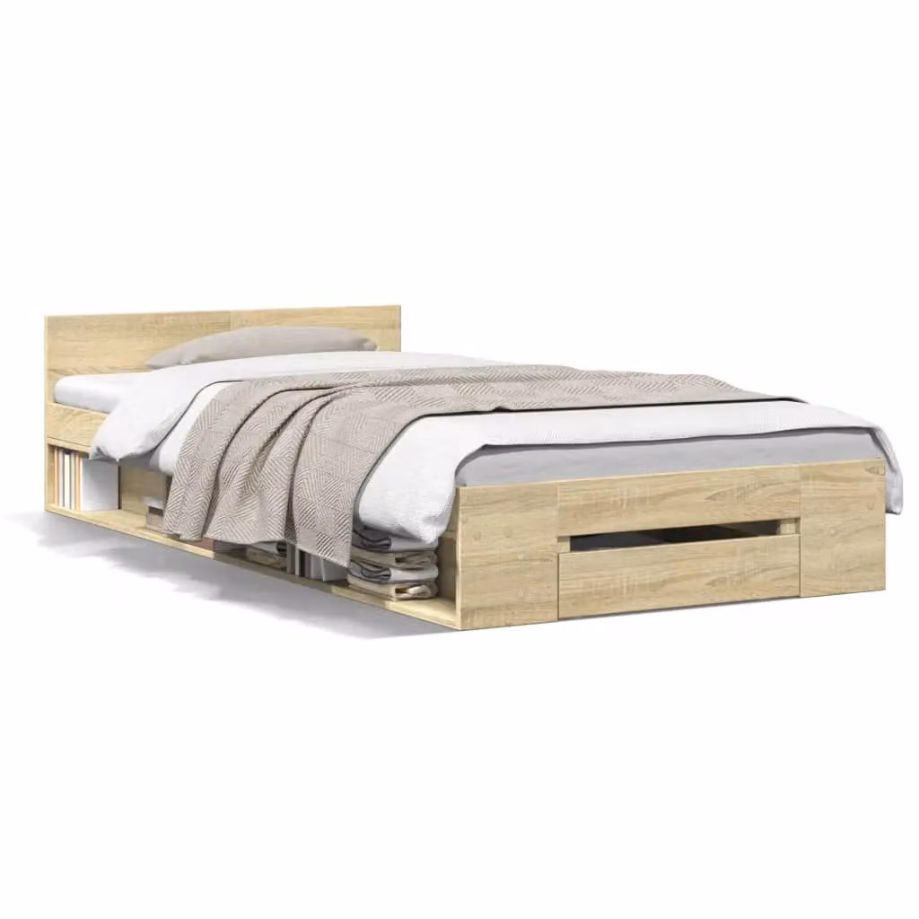 Berkfield Home Modern Bed Frame with Drawers in Sonoma Oak, Brown, W/D/H: 100 x 200 cm – 2