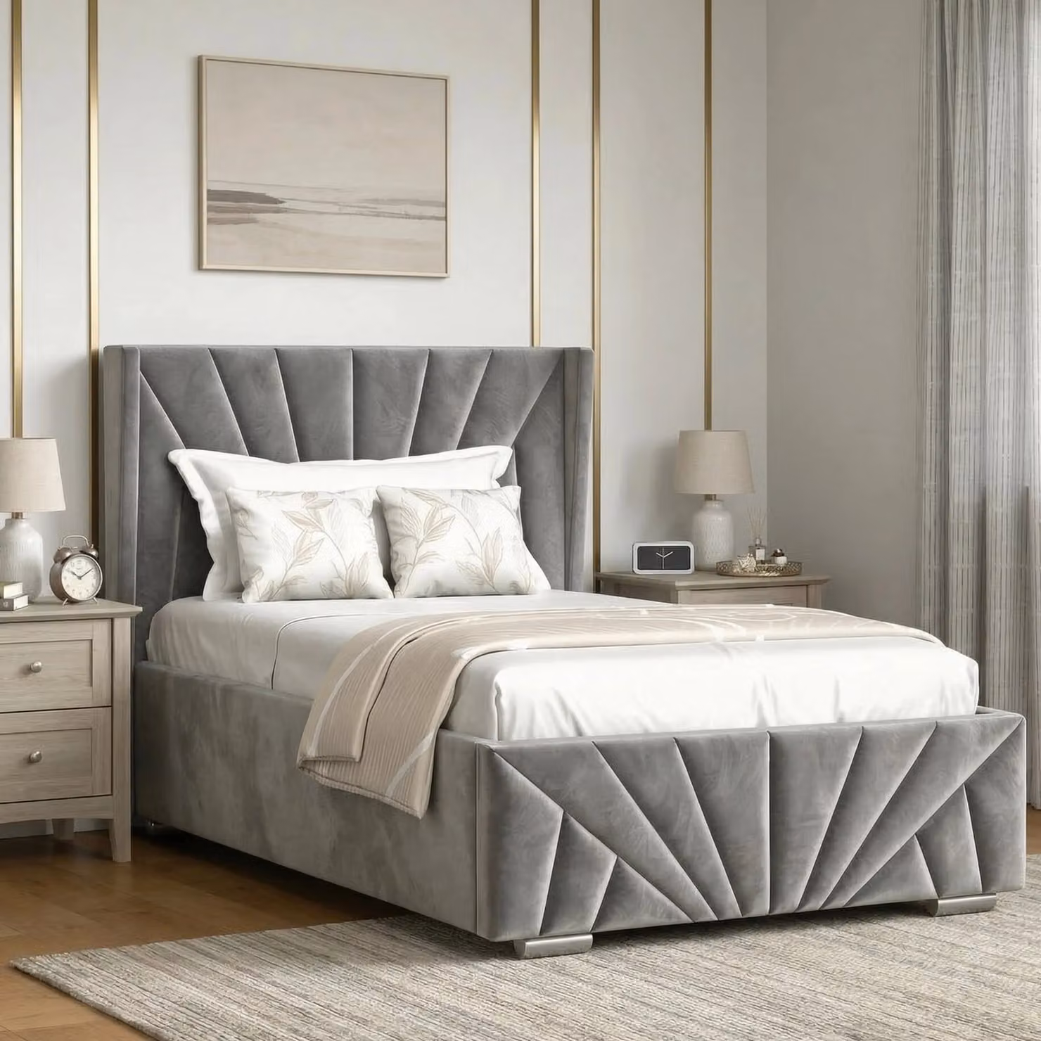 DHS Sunrise Velvet Ottoman Storage Bed Frame, Single (3ft), Dark Grey, W/D/H: 90 x 190 cm