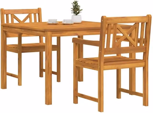 Berkfield Home 3 Piece Acacia Wood Garden Dining Set in Brown – 1