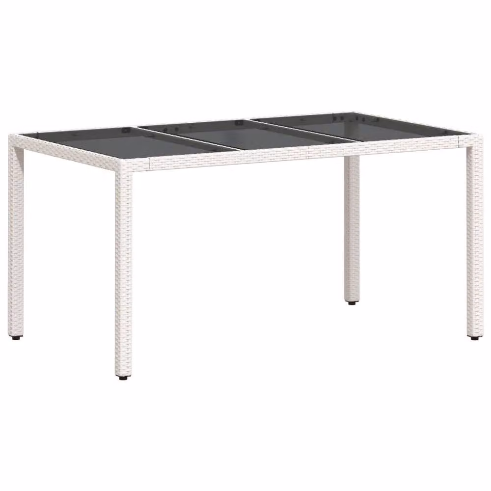 Berkfield Home White Poly Rattan Extendable Garden Table with Glass Top W/D/H: 150 x 90 x 75 cm – 2