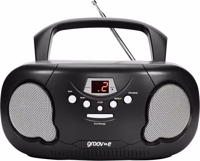 Groov-e Original Boombox Portable CD Player with Bluetooth and AM/FM Radio, Black – 3