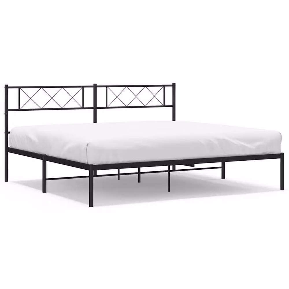 Berkfield Home Metal Bed Frame with Headboard in Black, W/D/H: 193 x 198 x 90 cm – 2