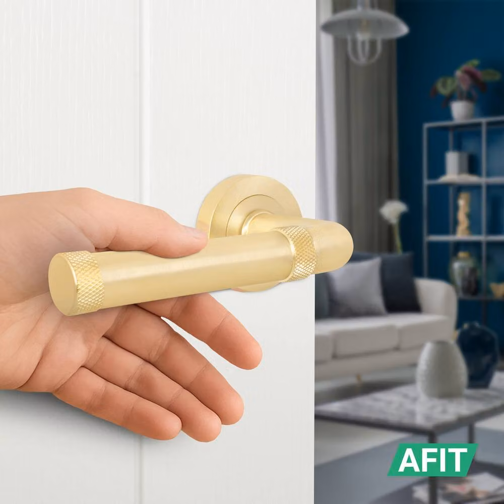 AFIT Satin Brass Door Handle Latch Set in Gold, 150 x 150 mm – 3