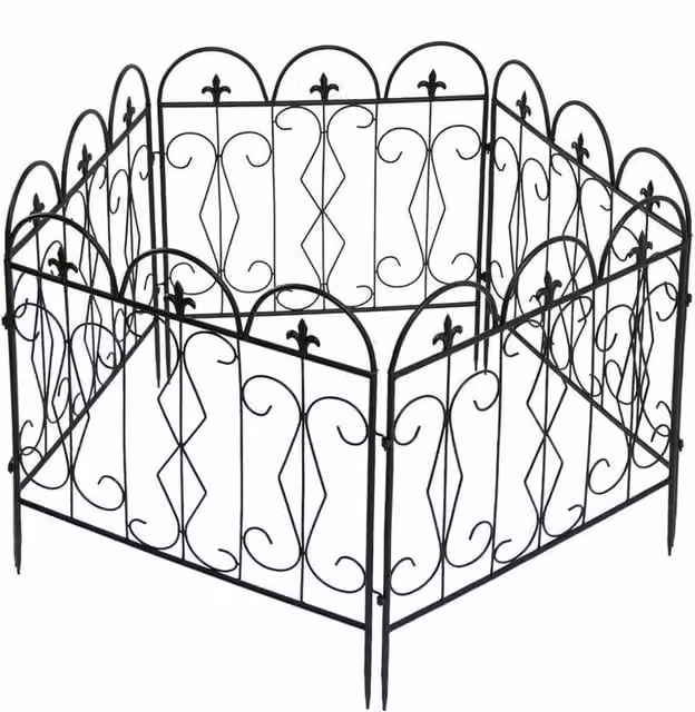NESTLUNE Rustproof Metal Garden Fence Flower Bed in Black