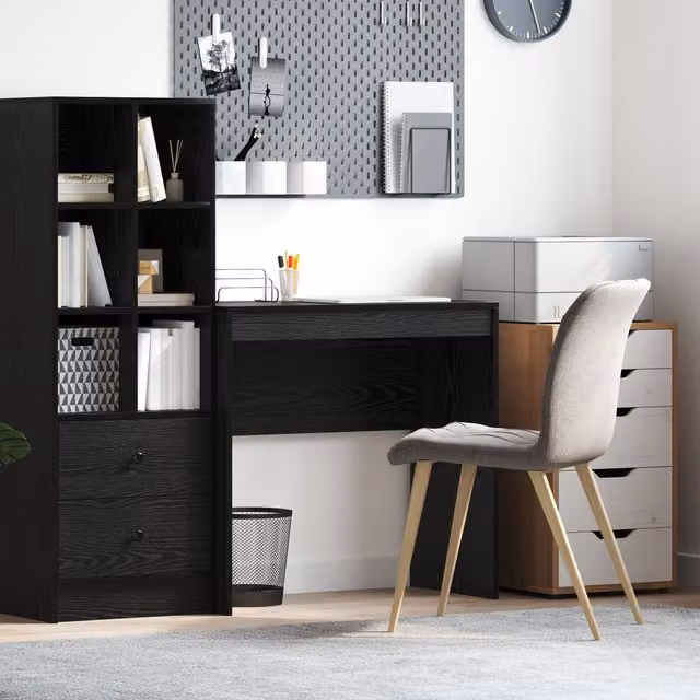 Berkfield Home Black Oak Writing Desk, W/D/H: 80 x 40 x 76 cm