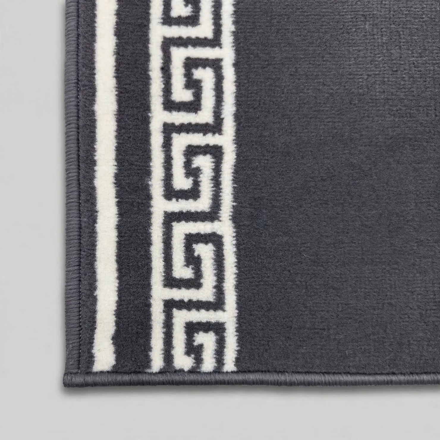 runrug Key Hallway Runner Rug in Grey, Machine Woven Polypropylene, W: 70 cm, L: 180 cm, Thickness: 9 mm – 4