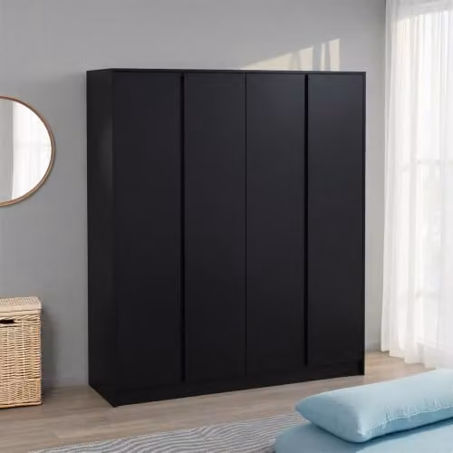 Seconique Malvern 4 Door Wardrobe in Matt Black – 1