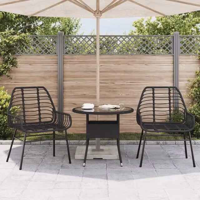 Berkfield Home Beautiful Black Poly Rattan Garden Chairs, Set of 2 – 1