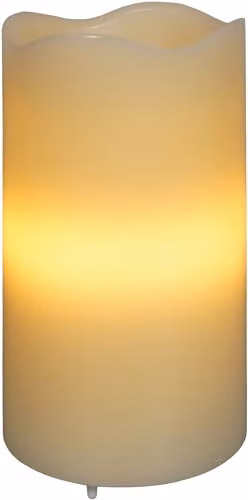 St Helens Home & Garden Flameless Artificial Candle with White Star Projector Lights, Beige and White, H: 16 cm, W: 8 cm, D: 8 cm – 4