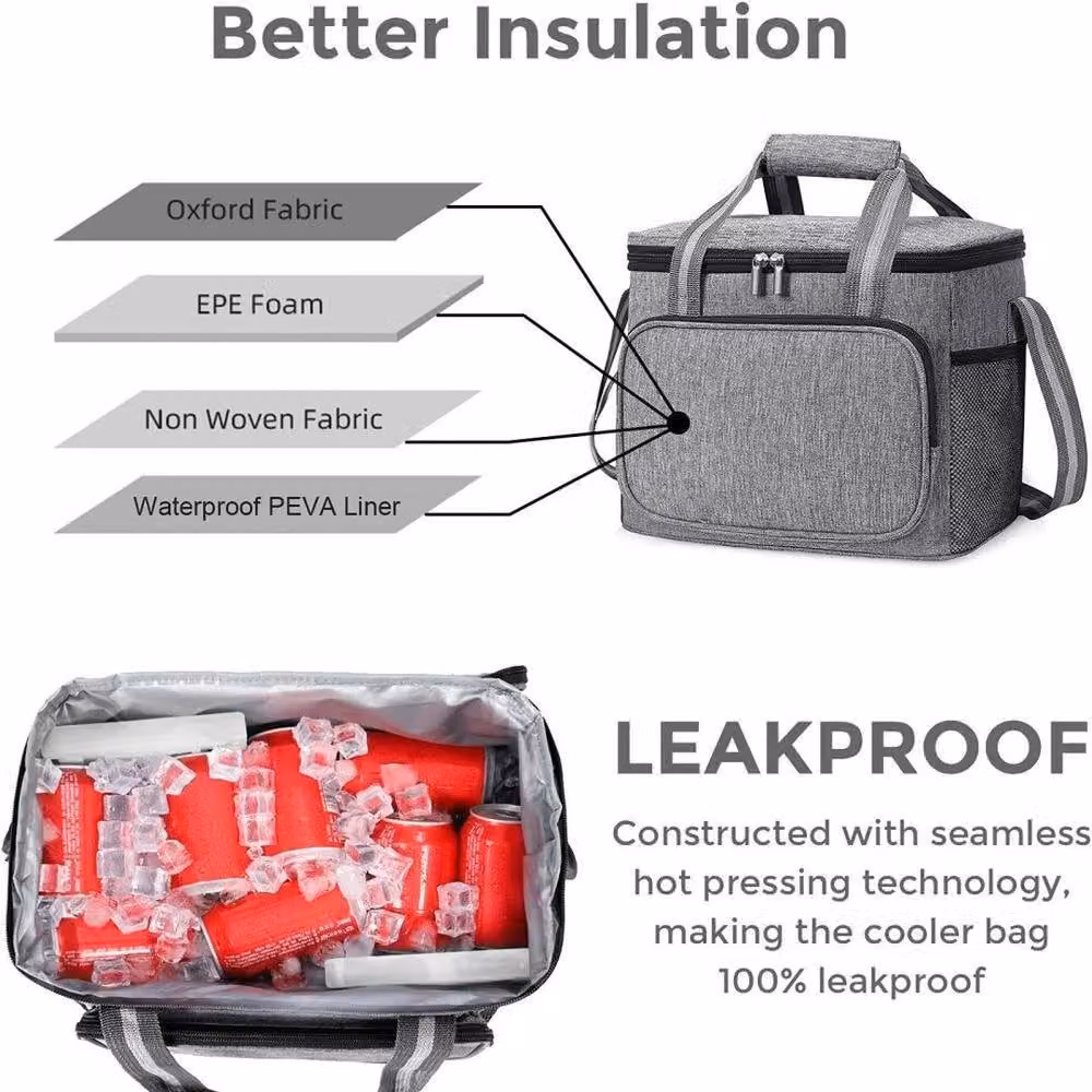KORVIXA Grey Small Insulated Picnic Cold Travel Bag W/D/H: 100 x 100 x 23 cm – 3
