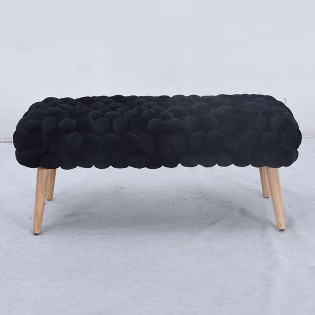Artemis Home Cushla Bubbly Velvet Large Footstool in Black