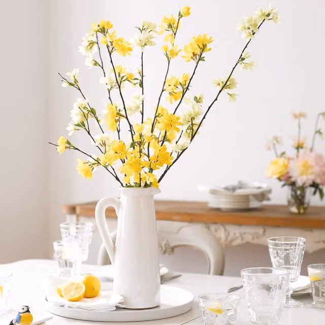 Milton Bloom White Ceramic Jug Flower Vase, H 30 cm x W 17 cm