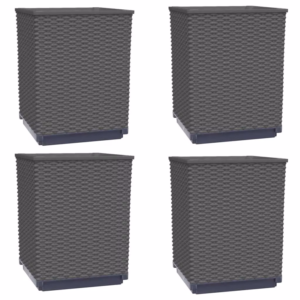 Berkfield Home Set of 4 Black Polypropylene Planter Tubs, W/D/H: 30 x 30 x 37 cm – 2