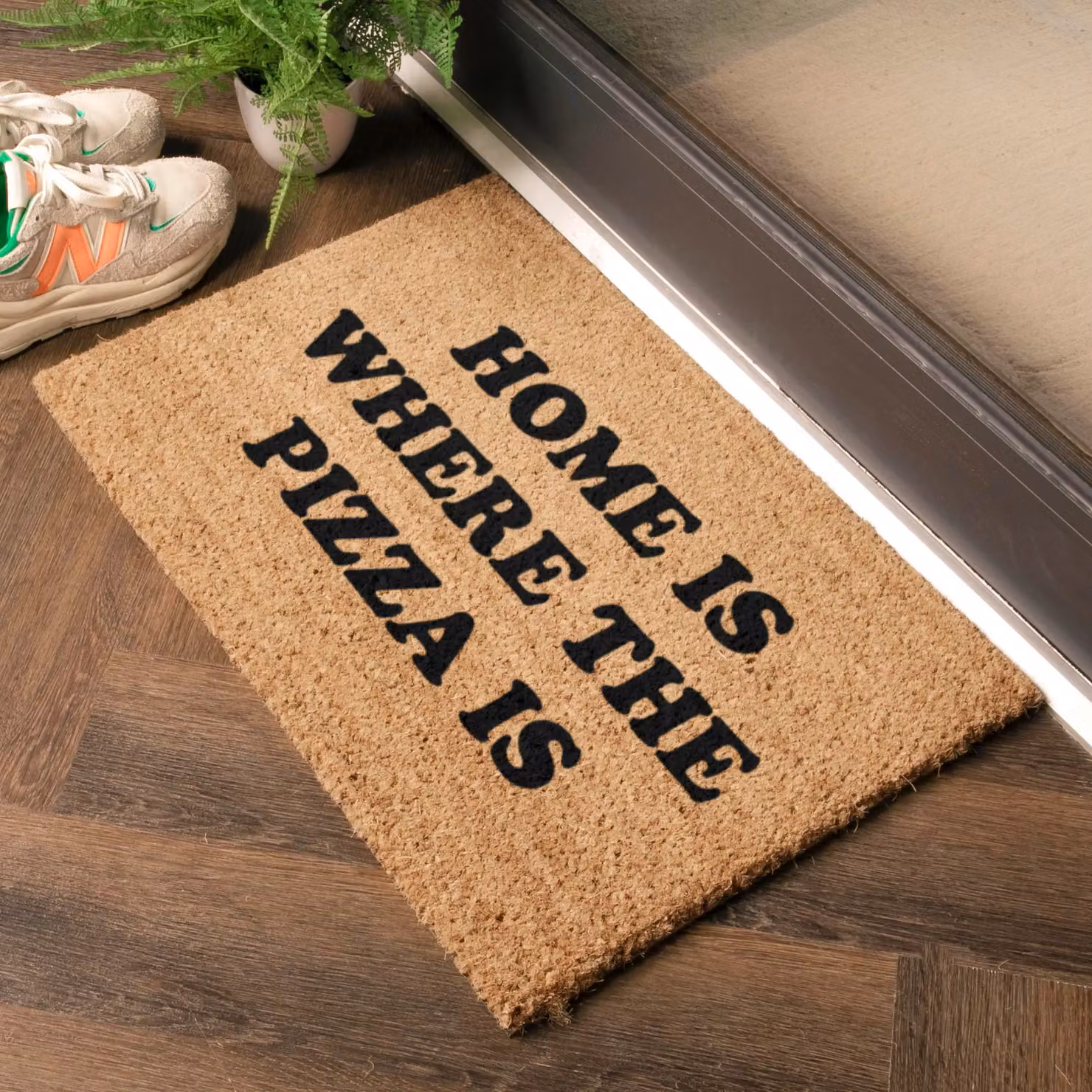 Artsy Mats Home is where the pizza is Doormat in Black and Brown, W/D/H: 60 x 40 x 1 cm – 2