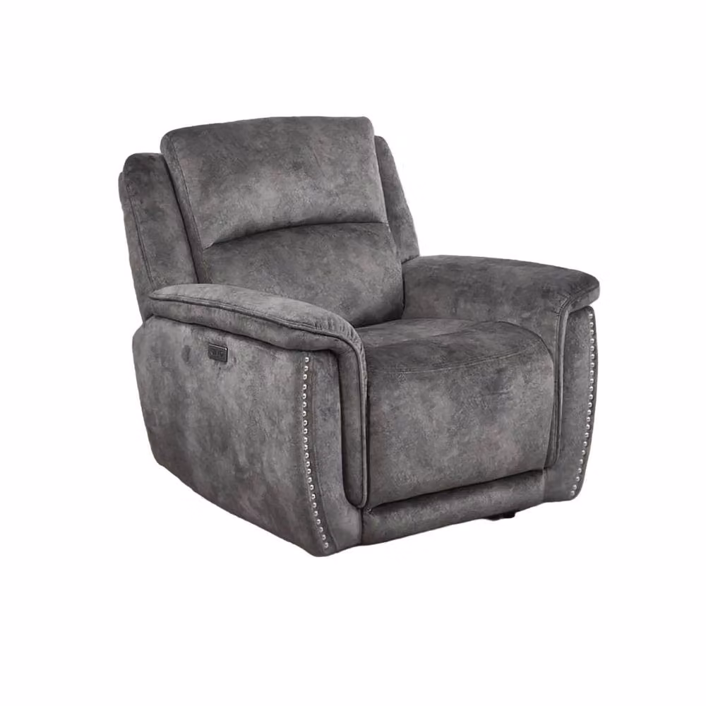Furnishings For Less UK Mendoza Grey Plush Velvet Electric Reclining Armchair with USB Charging – 2