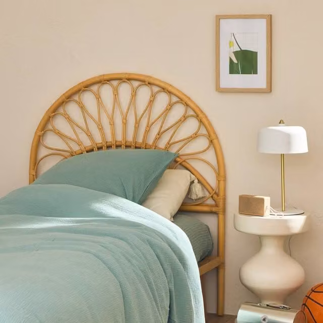 Sweekeek Natural Rattan Single Headboard in Brown and Beige