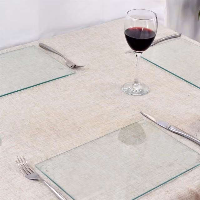 Harbour Housewares 12-Piece Clear Glass Placemats and Square Coasters Set, W: 30 cm, D: 20 cm