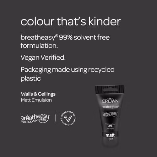 Crown Walls & Ceilings Matt Paint Tester Pot, Grey and Black, 40ml – 2