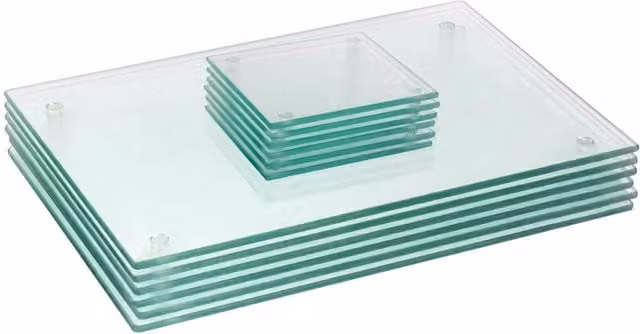 Harbour Housewares 12 Piece Clear Rectangular Glass Placemats and Square Coasters Set