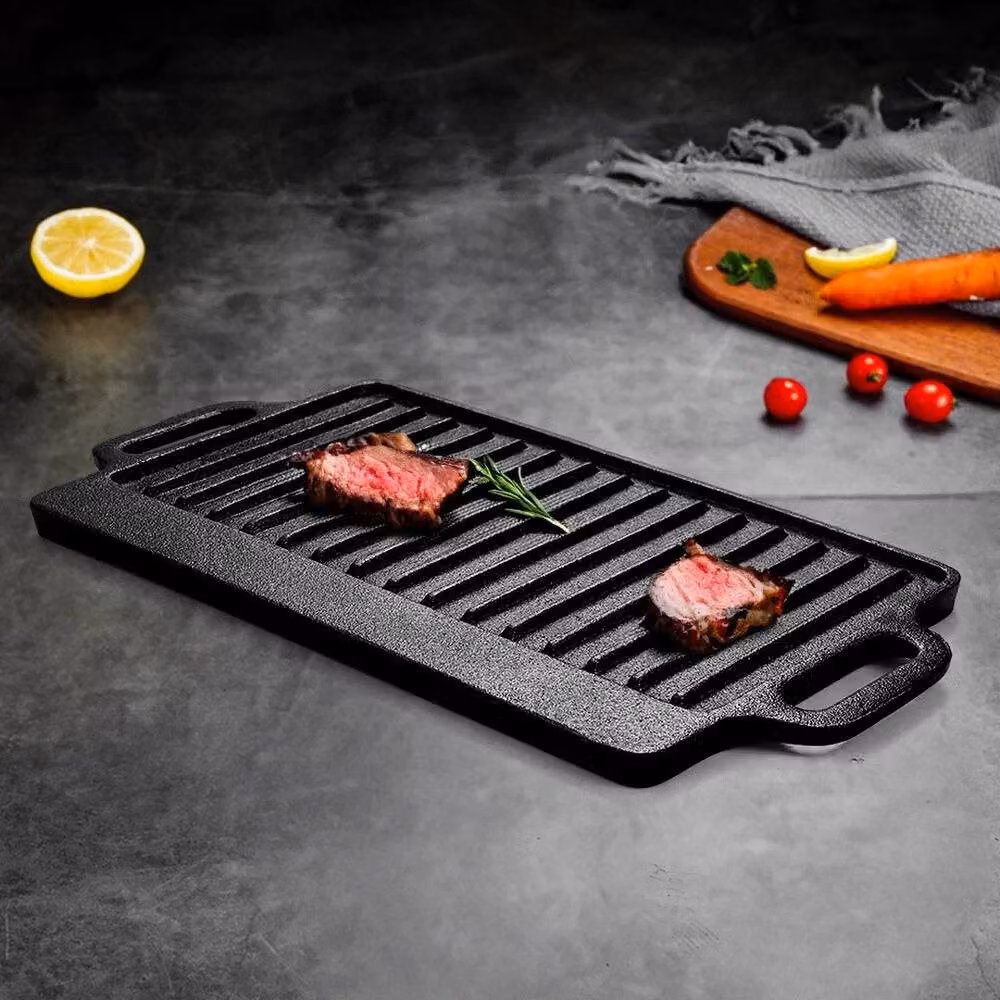 PAWNORA Non-Stick Cast Iron Griddle, Black, W: 45 cm, D: 22 cm – 3