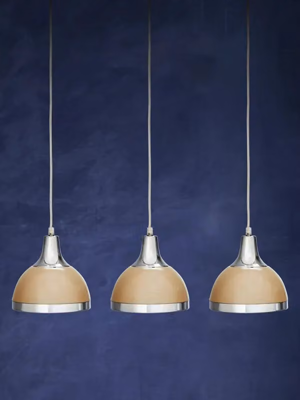 Orsina Vermont Three Shutter Shade Pendant Light in White and Chrome – 2