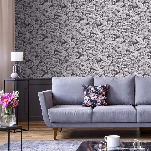 Muriva Rosalee Grey Floral Modern Decor