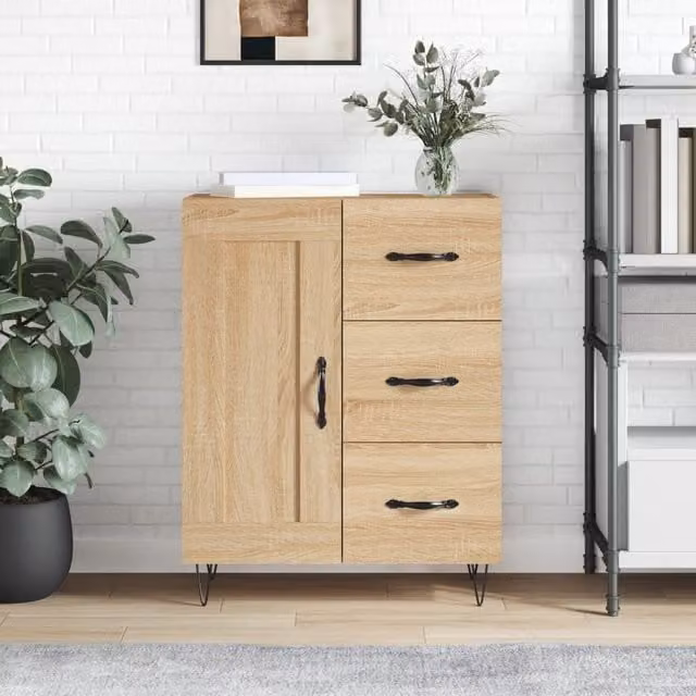 Berkfield Home Sonoma Oak Sideboard in Brown, W/D/H: 69.5 x 34 x 90 cm – 1