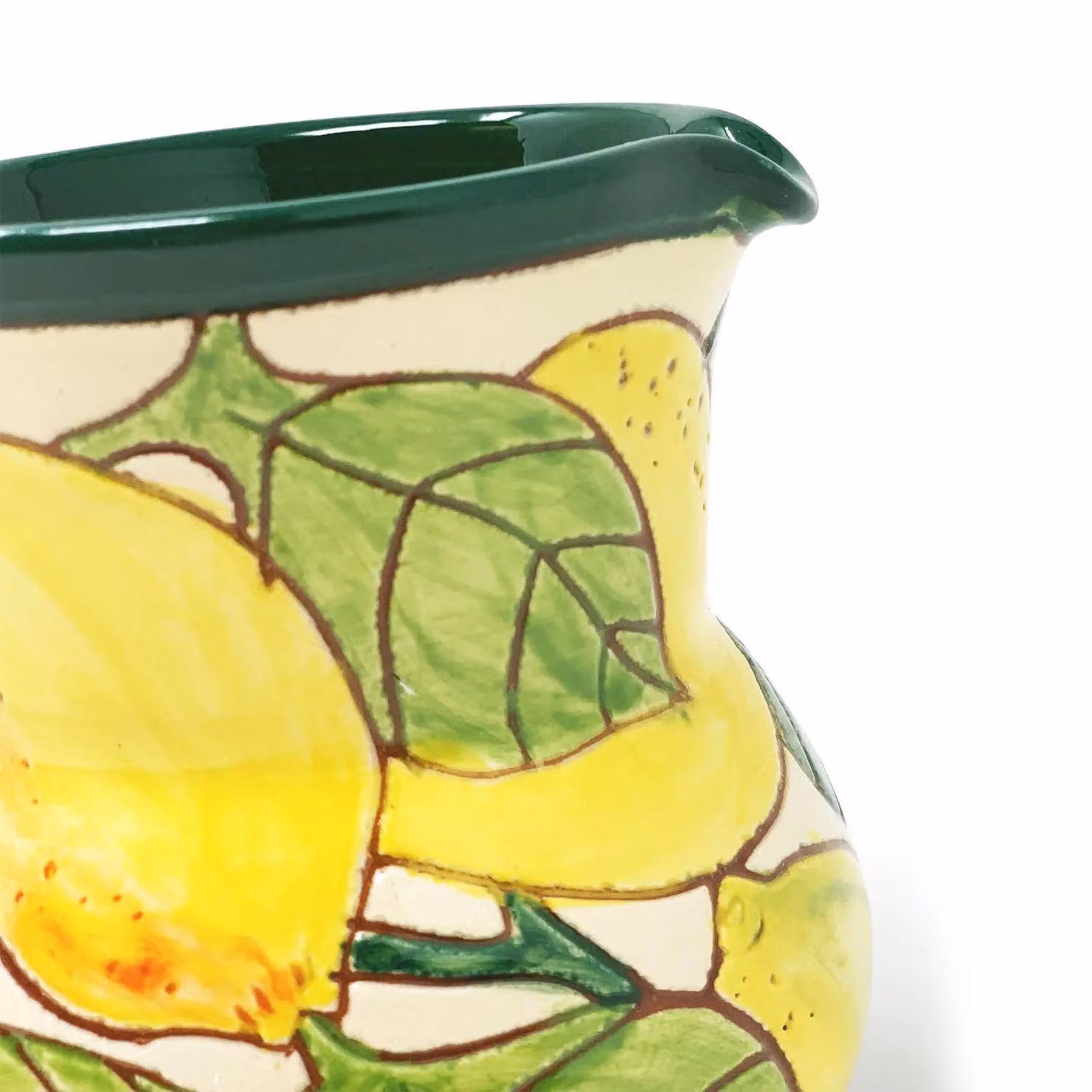 Verano Spanish Ceramics Signature Hand Painted Lemons Ceramic Small Pourer Jug, Multicolour, 0.5 l – 2