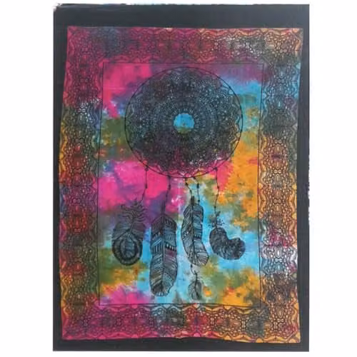 KDMD Dream Catcher Cotton Wall Hanging, Multicolour Floral Mandala Tapestry, W: 112 cm, H: 78 cm