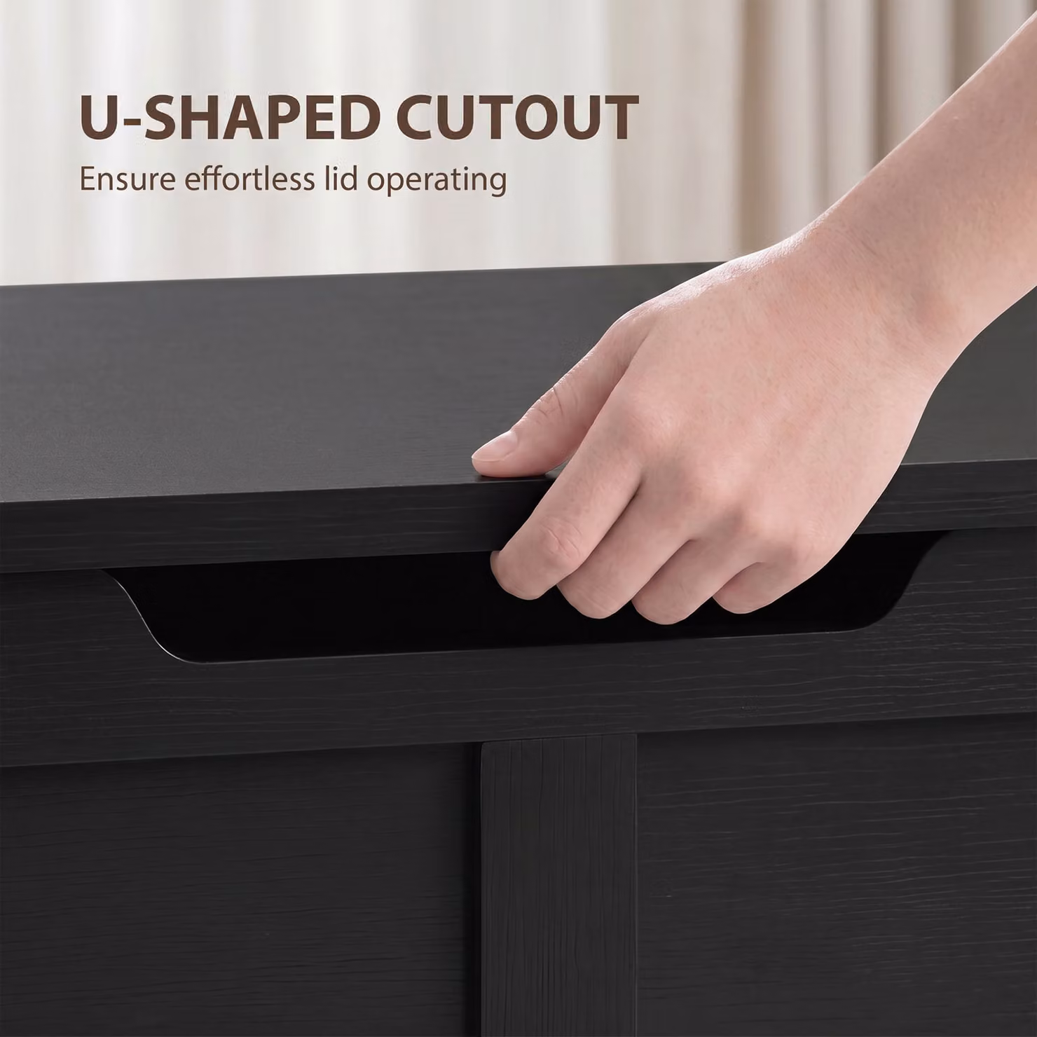 HOMCOM 100L Home Storage Box with Soft-Close Safety Hinge in Black Wood-Effect, W/D/H: 80 x 45 x 136 cm – 6