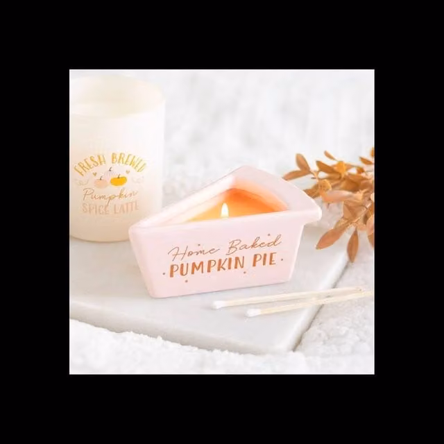 KDMD Home Baked Pumpkin Pie Ceramic Candle with Pie Dish in Pink – 1