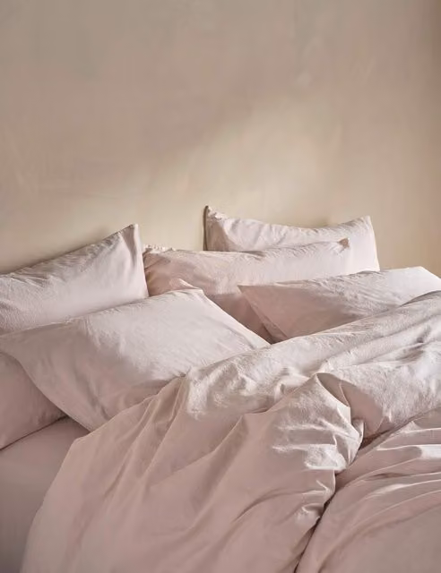 Bedfolk Pure Cotton Relaxed Duvet Cover in Pink