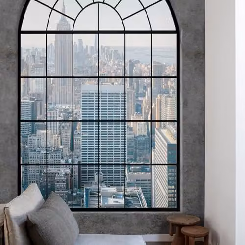 Grandeco New York Window Textured Mural in Grey and Multicolour, W: 280 cm, H: 159 cm – 2