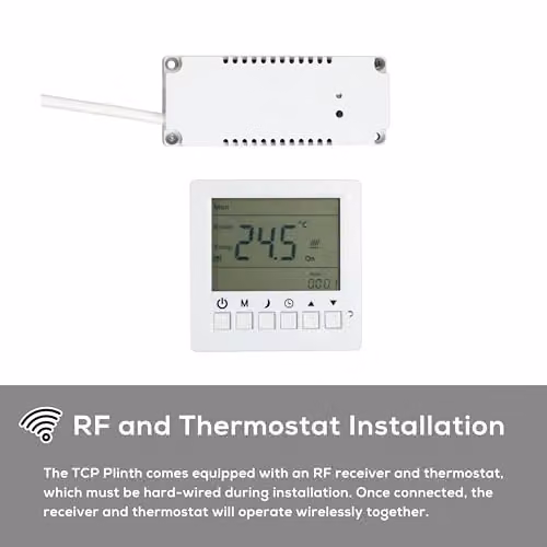 TCP 2kW Stainless Steel Plinth Fan Heater in Silver with Programmable RF Thermostat and 7-Day Timer – 2