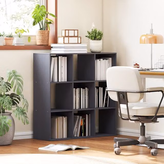 HOMCOM Modern 9 Cube Storage Unit and Bookcase in Grey – 1